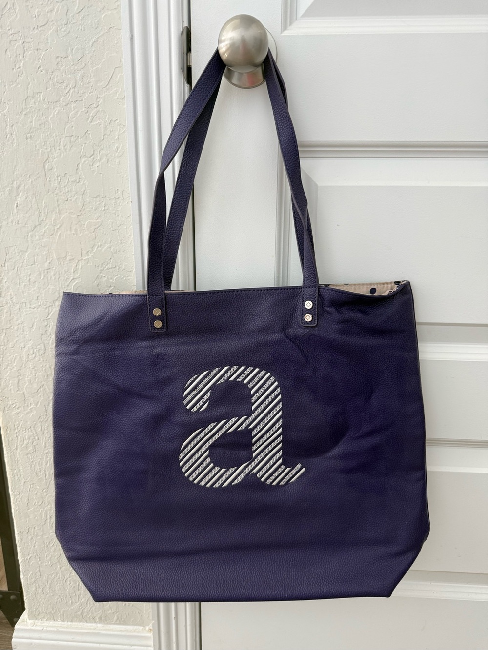thirty-one Purple Tote with Striped 'a' Accent